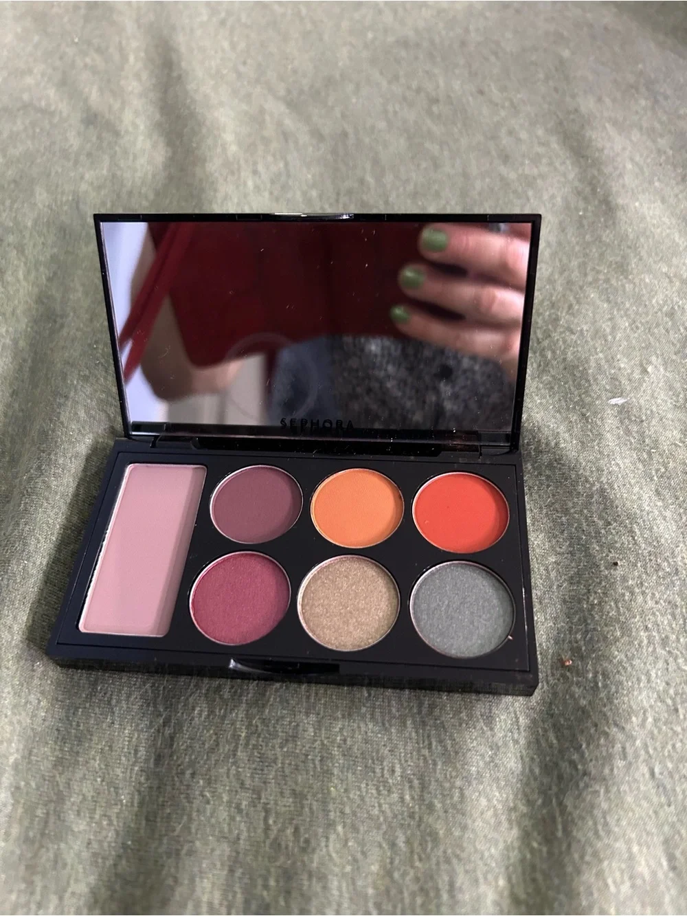 Sephora Eyeshadow Palette in Pink, Mauve, Orange, Red, Gold, Sage